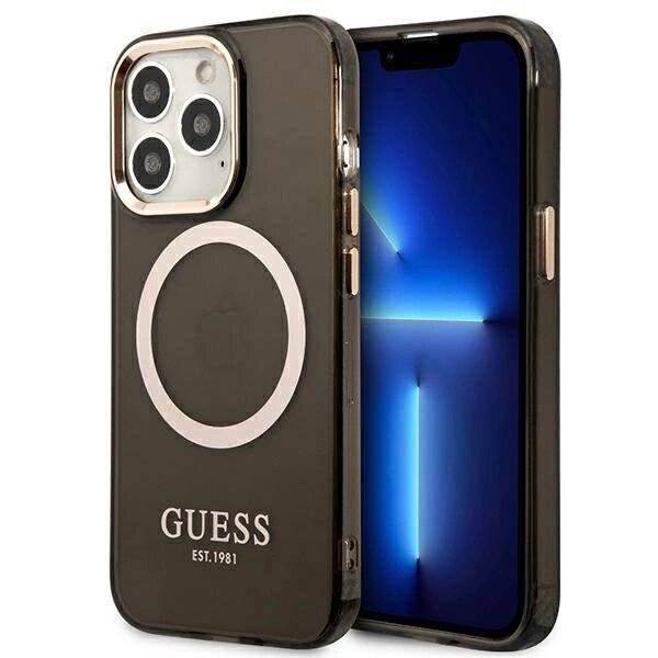Guess Gold Outline Translucent MagSafe Hülle iPhone 13 Pro Max – Schwarz-5