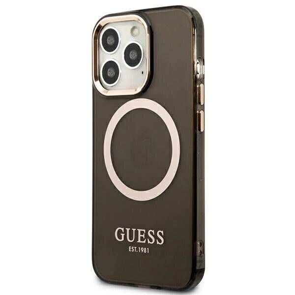 Guess Gold Outline Translucent MagSafe Hülle iPhone 13 Pro Max – Schwarz-1
