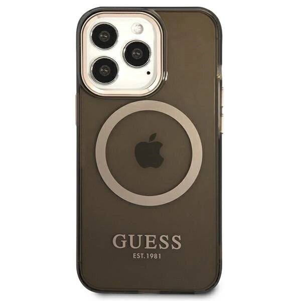 Guess Gold Outline Translucent MagSafe Hülle iPhone 13 Pro Max – Schwarz-2