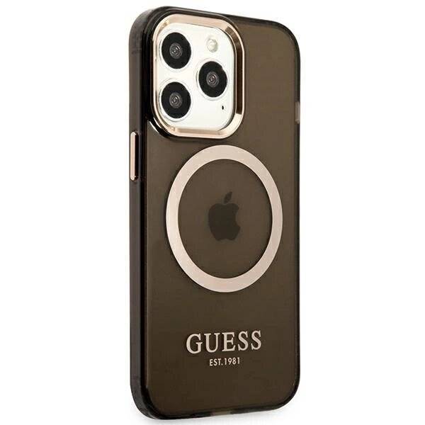 Guess Gold Outline Translucent MagSafe Hülle iPhone 13 Pro Max – Schwarz-3