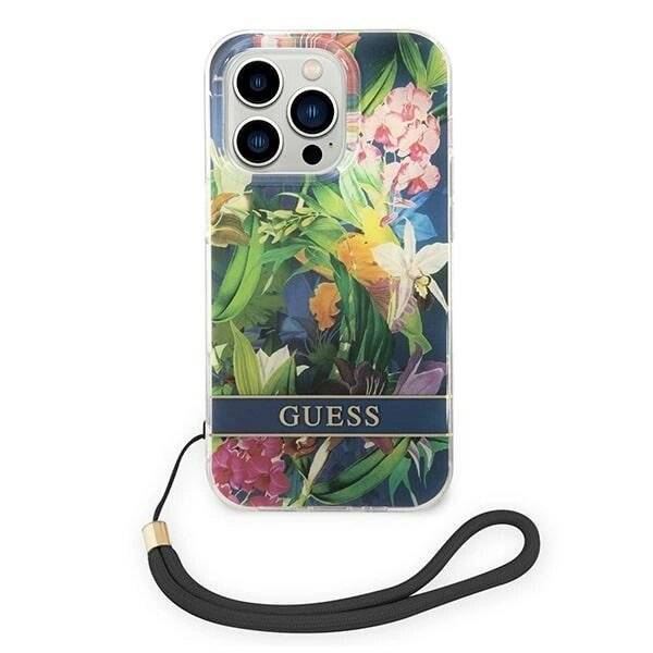 Symbolbild für Guess GUOHCP14XHFLSB iPhone 14 Pro Max 6,7″blau / blauer Hardcase Flower Strap
