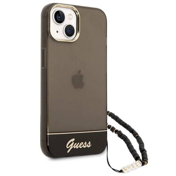 Guess GUHCP14SHGCOHK iPhone 14 6.1″schwarz / schwarzes Hardcase Translucent Pearl Strap-1