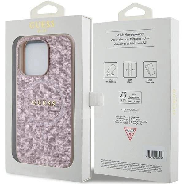 Guess Saffiano MagSafe Hülle iPhone 15 Pro – Rosa-5