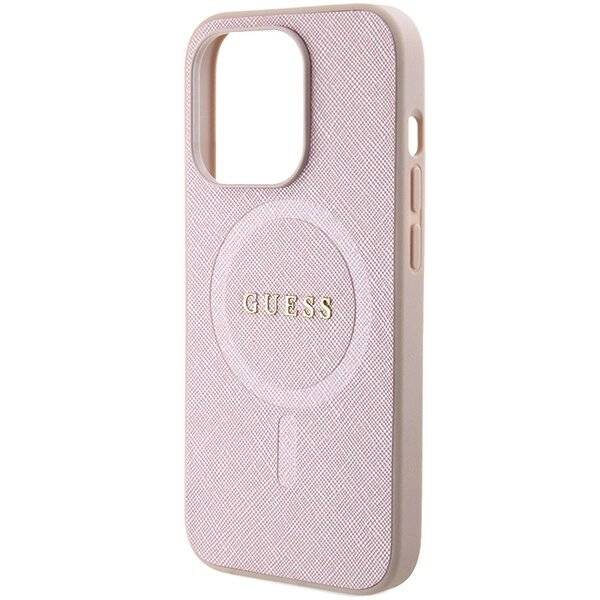 Guess Saffiano MagSafe Hülle iPhone 15 Pro – Rosa-4