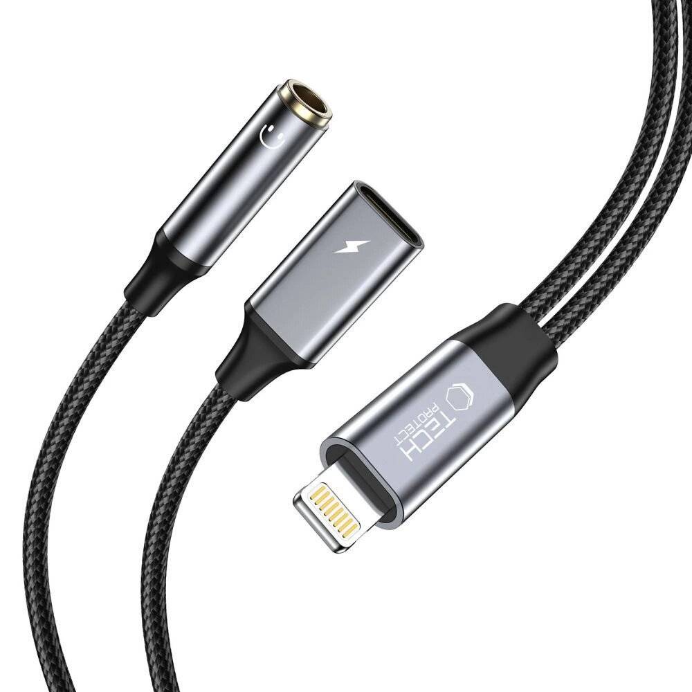 Tech-Protect UltraBoost Lightning männlich / 3,5-mm-Miniklinke weiblich – Kabel Schwarz-0