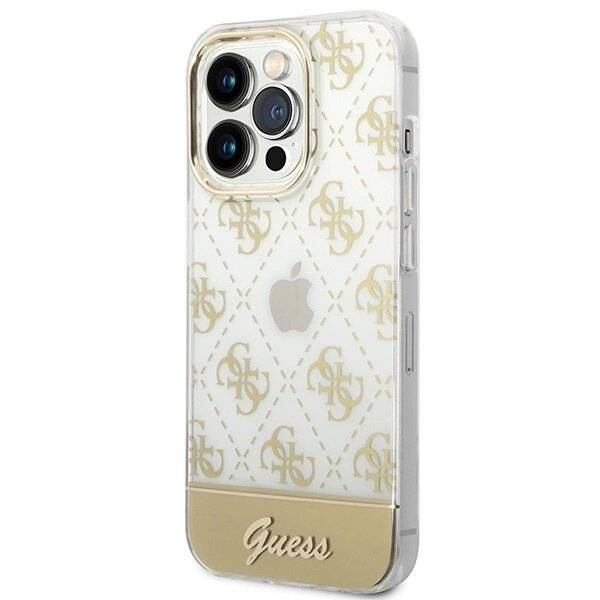 Guess GUHCP14LHG4MHG iPhone 14 Pro 6.1″Gold / Gold Hardcase 4G Pattern Script-2