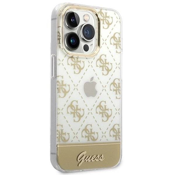 Guess GUHCP14LHG4MHG iPhone 14 Pro 6.1″Gold / Gold Hardcase 4G Pattern Script-4
