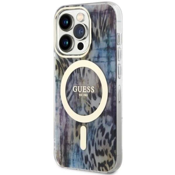Guess GUHMP14XHLEOPWB iPhone 14 Pro Max 6.7″ Blau/Blau Hardcase Leopard MagSafe-1
