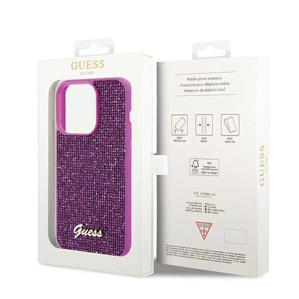 Guess Disco Metal Script Hülle iPhone 14 Pro – Fuchsia-1