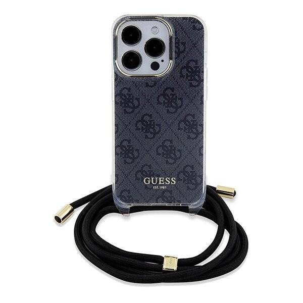Guess Crossbody Cord 4G Print Hülle iPhone 15 Pro – Schwarz-1