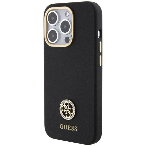 Guess Silicone Logo Strass 4G Case iPhone 15 Pro - Schwarz-2