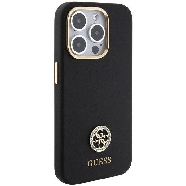 Guess Silicone Logo Strass 4G Case iPhone 15 Pro - Schwarz-4