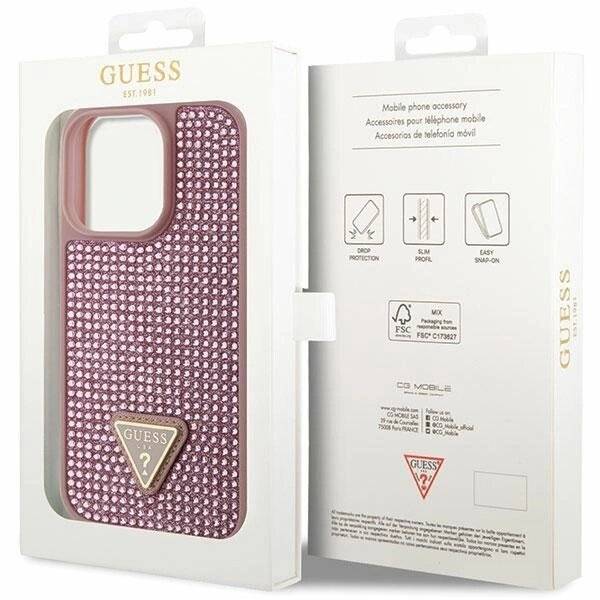 Guess GUHCP14LHDGTPP iPhone 14 Pro 6,1" rosa/rosa Hardcase Strass Dreieck-1