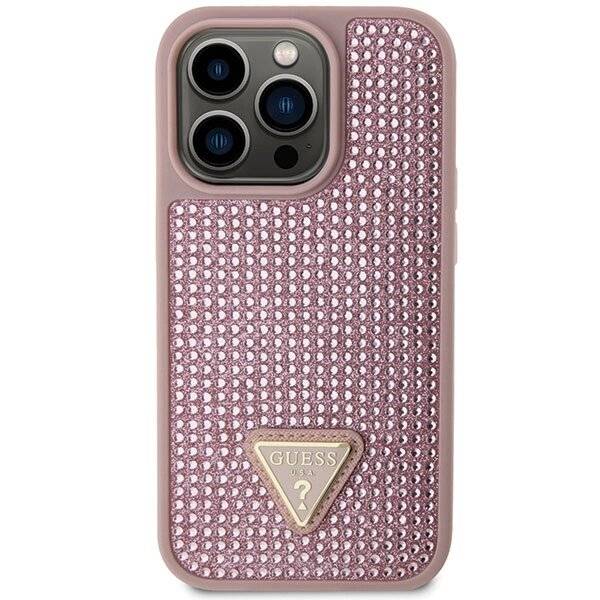 Guess GUHCP14LHDGTPP iPhone 14 Pro 6,1" rosa/rosa Hardcase Strass Dreieck-3