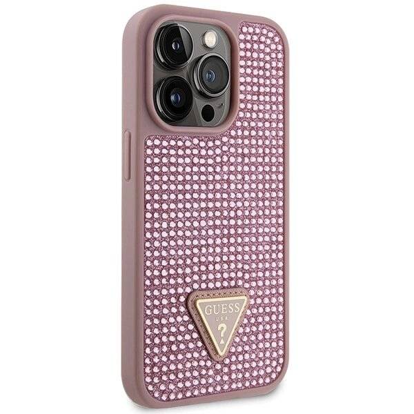 Guess GUHCP14LHDGTPP iPhone 14 Pro 6,1" rosa/rosa Hardcase Strass Dreieck-4