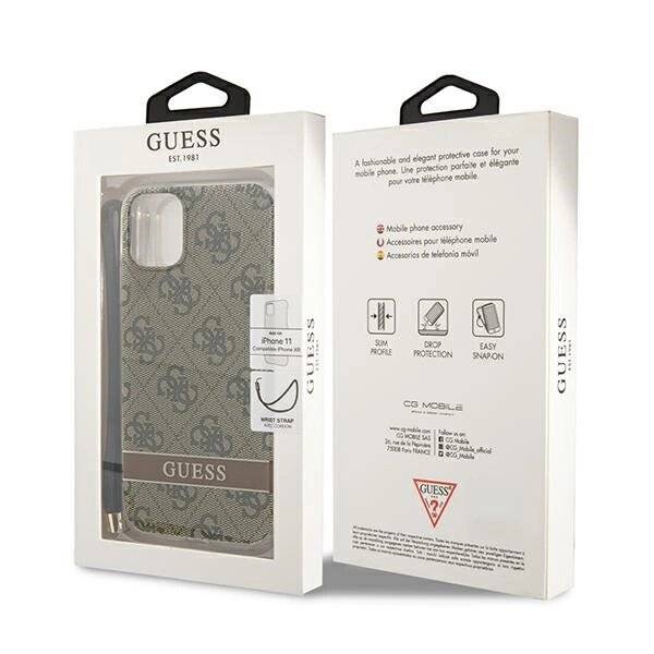 Guess GUOHCN61H4STW iPhone 11 Braun/Braun Hardcase 4G Print Strap-1