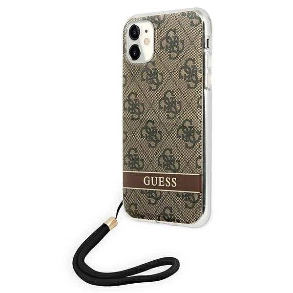 Guess GUOHCN61H4STW iPhone 11 Braun/Braun Hardcase 4G Print Strap-2