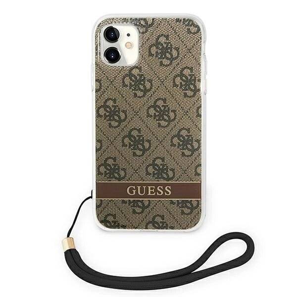 Guess GUOHCN61H4STW iPhone 11 Braun/Braun Hardcase 4G Print Strap-3