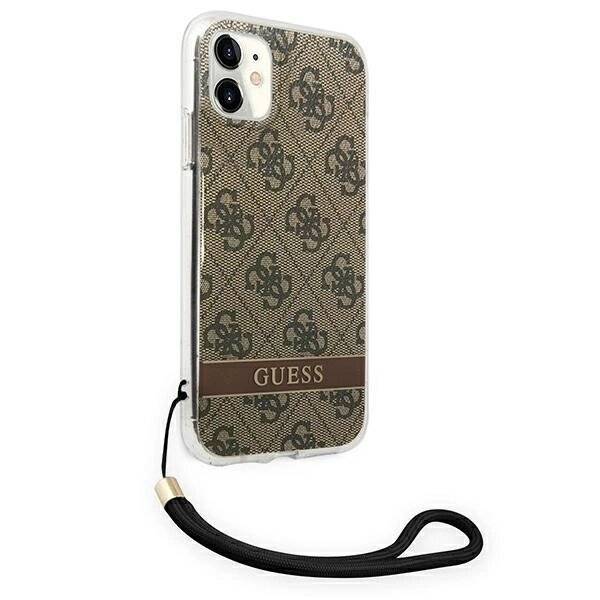 Guess GUOHCN61H4STW iPhone 11 Braun/Braun Hardcase 4G Print Strap-4