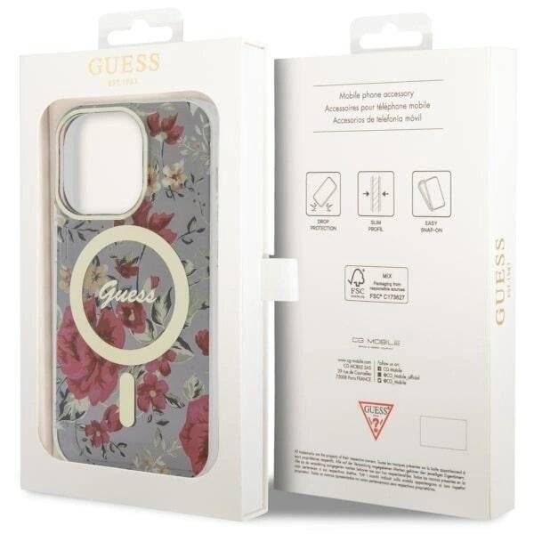 Guess GUHMP14LHCFWSA iPhone 14 Pro 6.1" grün/khaki Hardcase Flower MagSafe-1