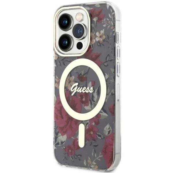 Guess GUHMP14LHCFWSA iPhone 14 Pro 6.1" grün/khaki Hardcase Flower MagSafe-2