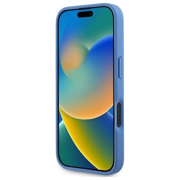 Guess Leder-Umhängetasche Metall-Logo Strass iPhone 16 – Blau-1