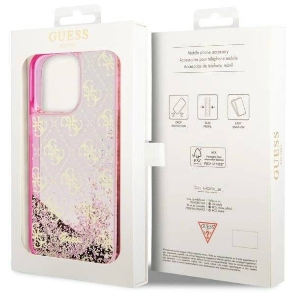 Guess GUHCP14LLC4PSGP iPhone 14 Pro 6.1" pink/pink Hardcase Liquid Glitter 4G Transculent-1