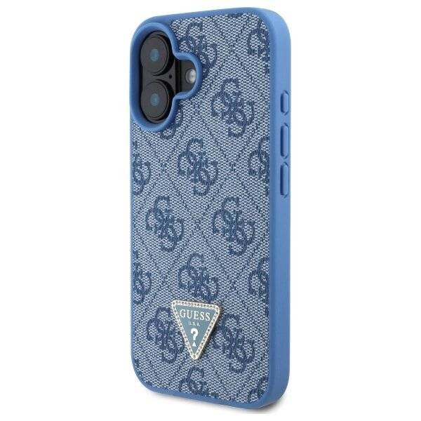 Guess Leder-Umhängetasche Metall-Logo Strass iPhone 16 – Blau-3