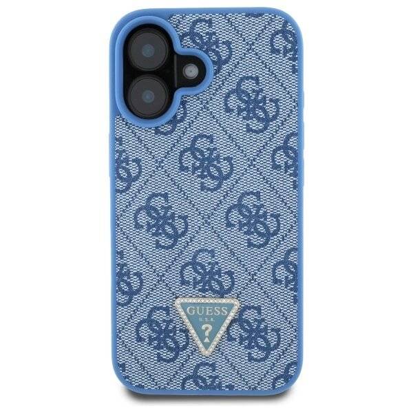 Guess Leder-Umhängetasche Metall-Logo Strass iPhone 16 – Blau-4