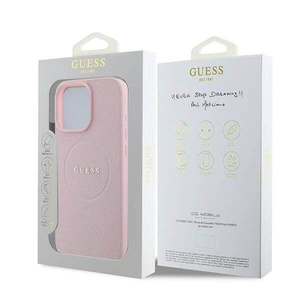 Guess MagSafe Grained Gold Ring Hülle iPhone 15 Pro Max – Rosa-1