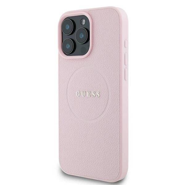 Guess MagSafe Grained Gold Ring Hülle iPhone 15 Pro Max – Rosa-2