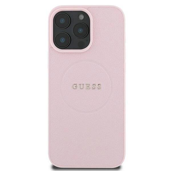 Guess MagSafe Grained Gold Ring Hülle iPhone 15 Pro Max – Rosa-3