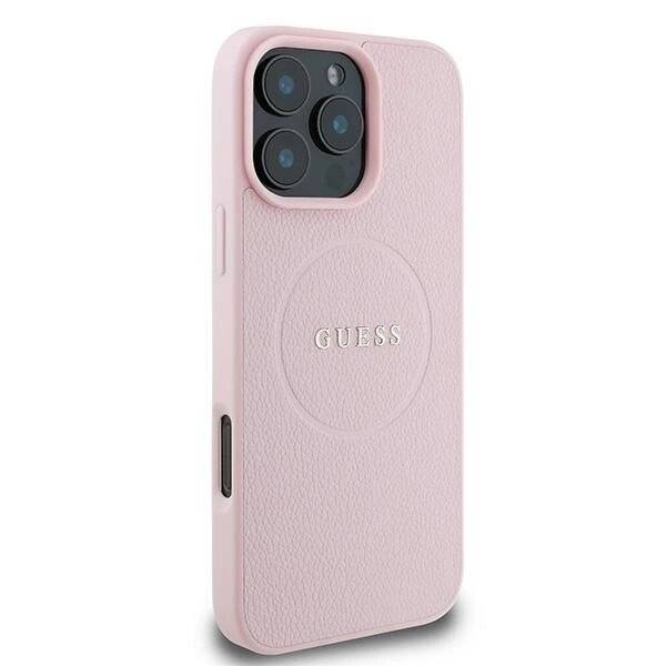 Guess MagSafe Grained Gold Ring Hülle iPhone 15 Pro Max – Rosa-4