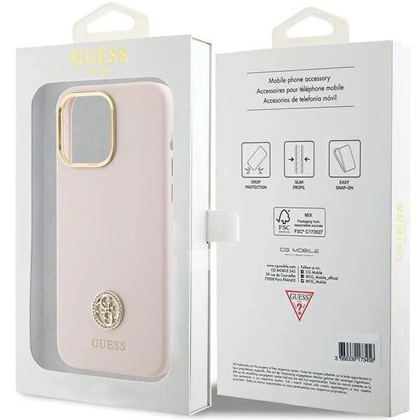Guess Silicone Logo Strass 4G Case iPhone 15 Pro Max - Rosa-1