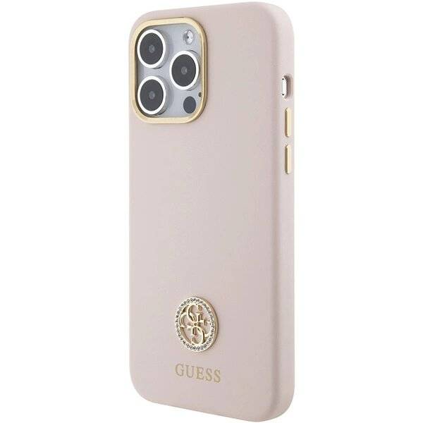 Guess Silicone Logo Strass 4G Case iPhone 15 Pro Max - Rosa-2