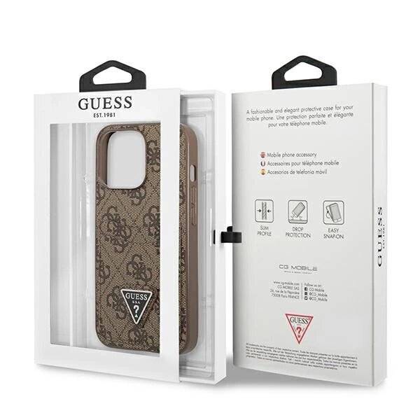 Guess 4G Triangle Logo Cardslot Hülle iPhone 13 Pro / – Braun-1
