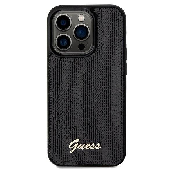 Guess Pailletten Script Metallhülle iPhone 14 Pro – Schwarz-3