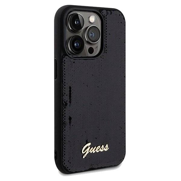 Guess Pailletten Script Metallhülle iPhone 14 Pro – Schwarz-4