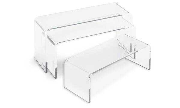 deflecto Podest rechteckig, transparent, 3er Set-1