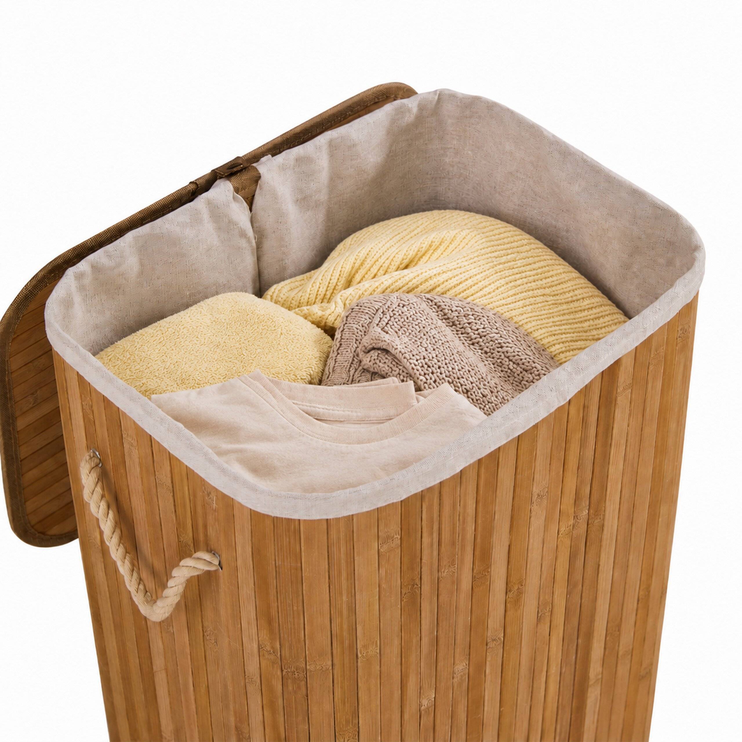 Wäschekorb Wäschesammler Falster 72 L Bambus braun 1 Fach hjh LIVING-3
