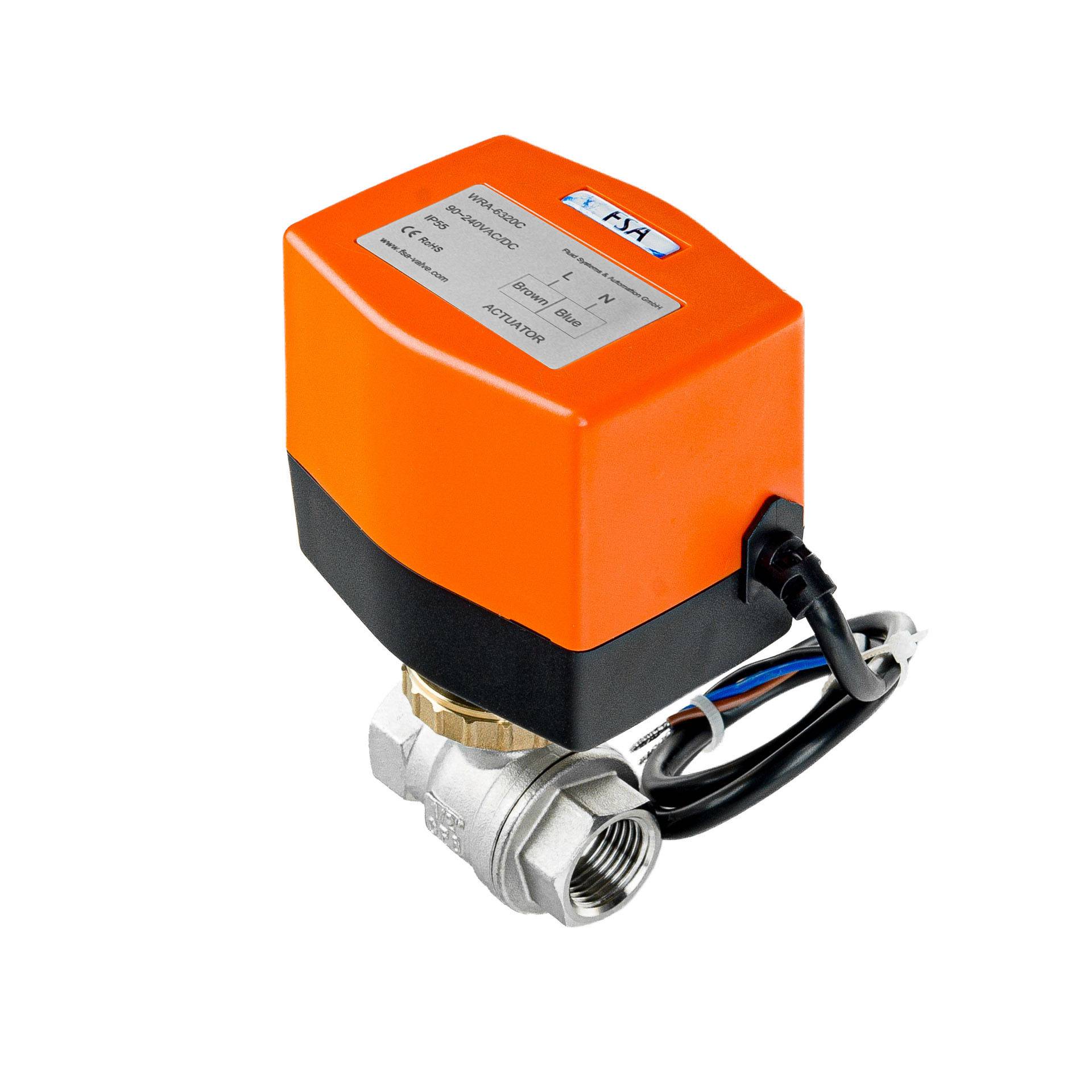 FSA Motorkugelhahn Set Edelstahl 1/2" 230V AC Auf-/Zu Mutter Messing Kondensator-0