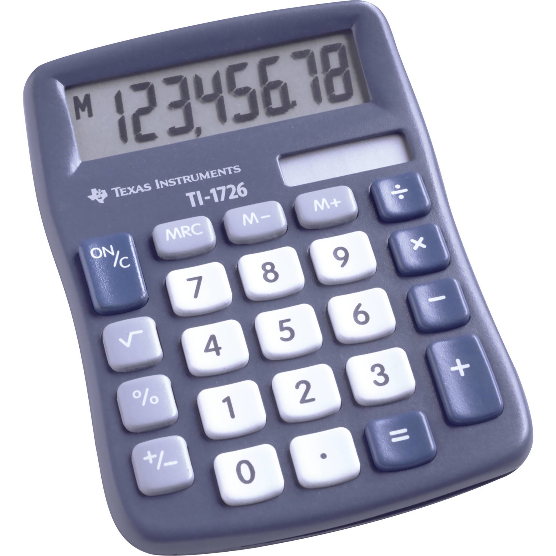 Texas Instruments TI 1726 Mini-Tischrechner, 8-stellig, Solar- und Batteriebetrieb, blau-1