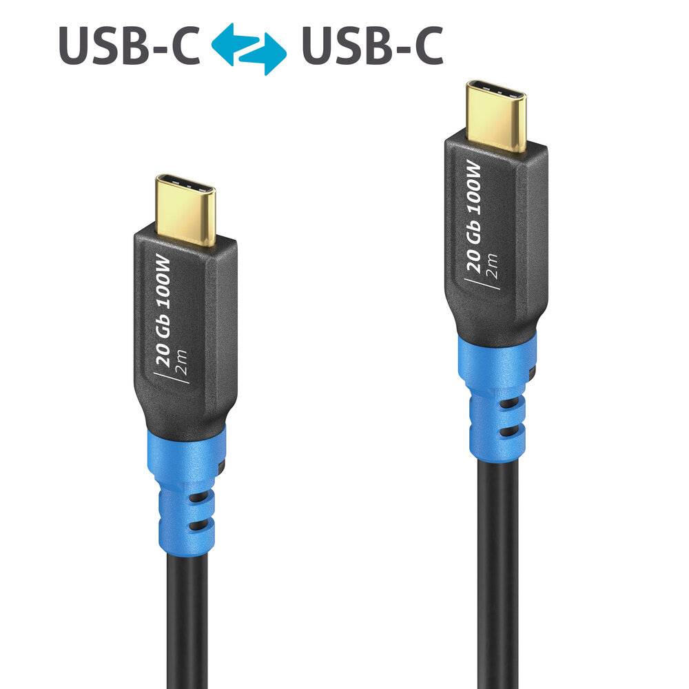 USB4 Gen2 USB-C auf USB-C Kabel, schwarz , 2.00m, Single Cable-3