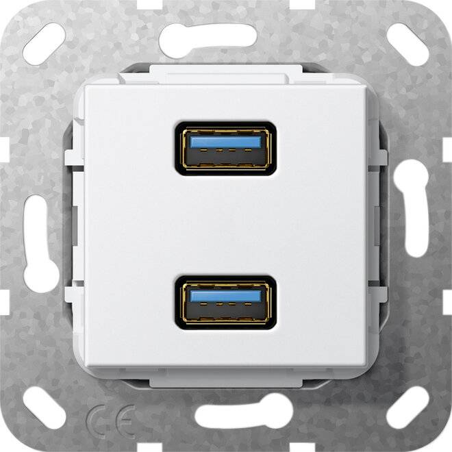 Gira UP Tragring 2xUSB A rws Kabelpeitsche 568503-1