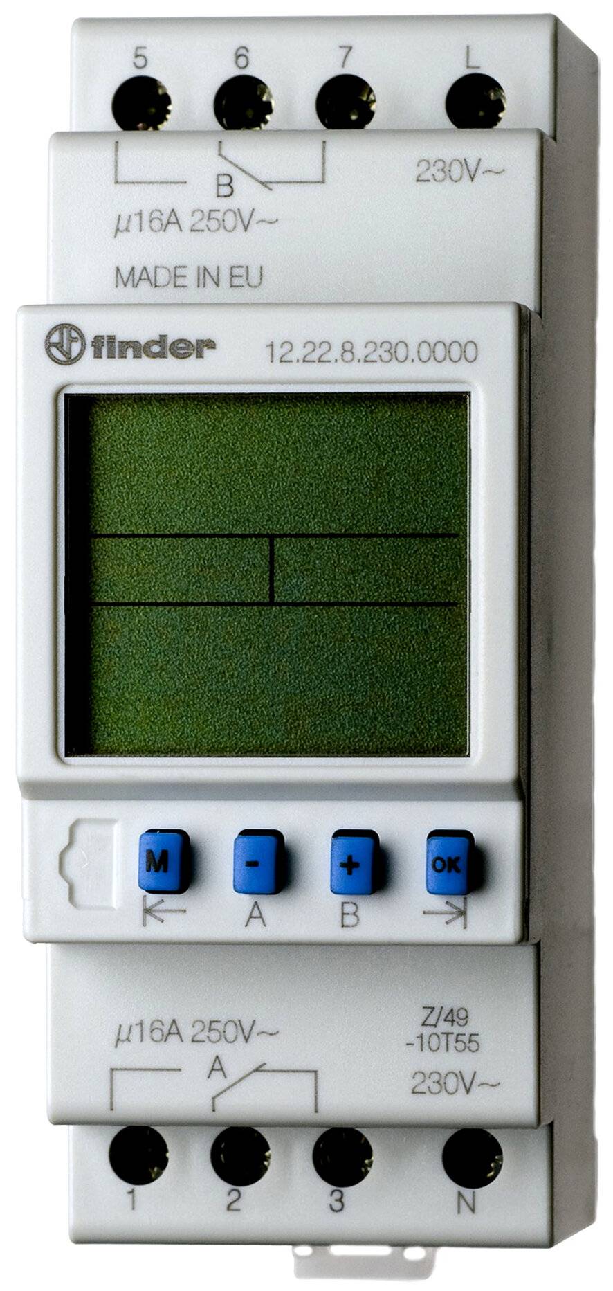 Finder 12.22.8.230.0000-5 Zeitschaltuhr für Hutschiene 122282300000 230 V/AC Wochenprogramm-3