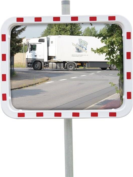 Verkehrsspiegel H600xB800mm Kunststoff,rot/weiß 22m DANCOP-4