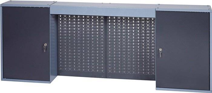 Werkzeugschrank H600xB1600xT200mm silber anth.4 Lochrückwände,2 Türen-2