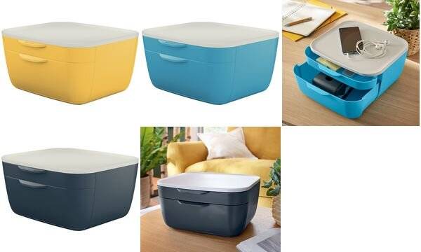 Schubladenbox Cosy A4 PS 2Schübe blau-3