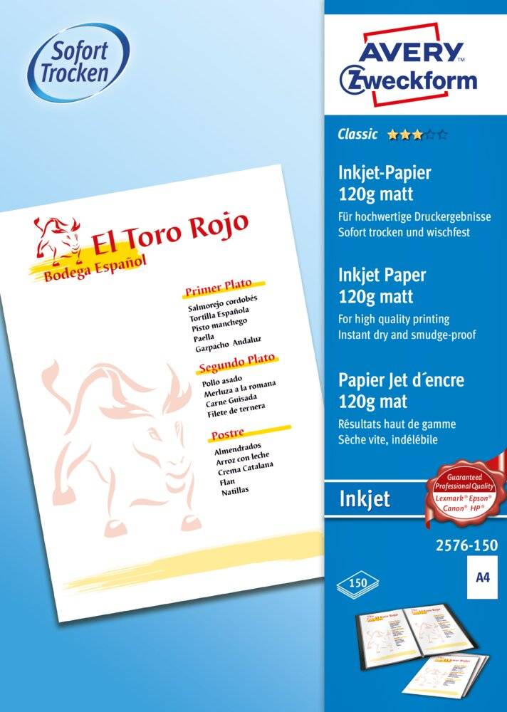 Avery Zweckform Classic Inkjet Paper 2576 - Mattes Weiß - A4 (210 x 297 mm)-2