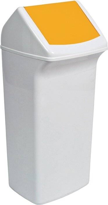 Abfallbehälter mit schwenkbarer Einwurfklappe im Deckel, Volumen 40 l, BxTxH 366x320x747 mm, Farbe weiß/gelb-3